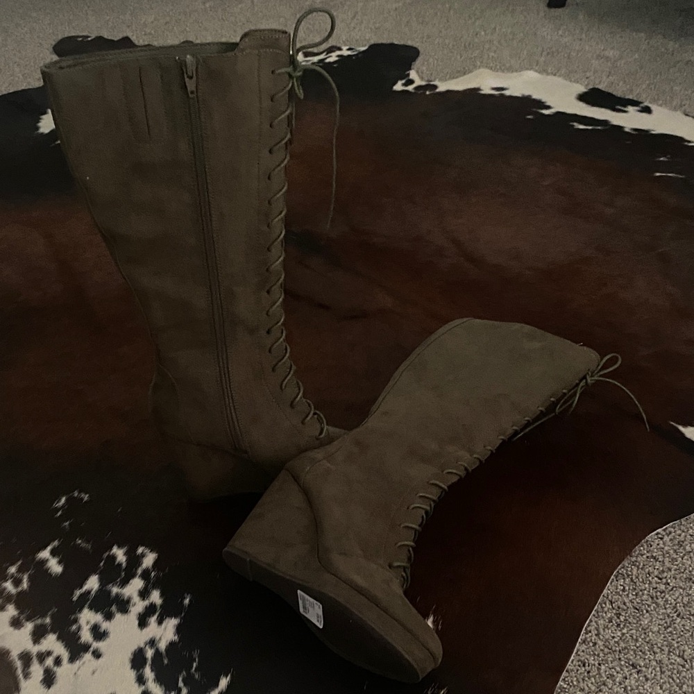 Cato Khaki Lace-Up Women's Boots